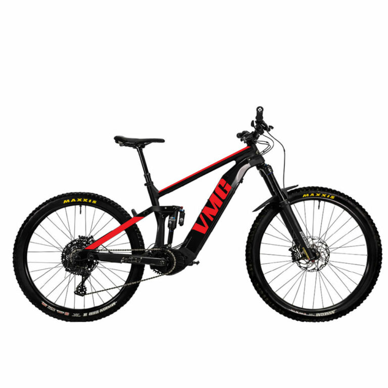 VMG e-mtn bike with red graphics